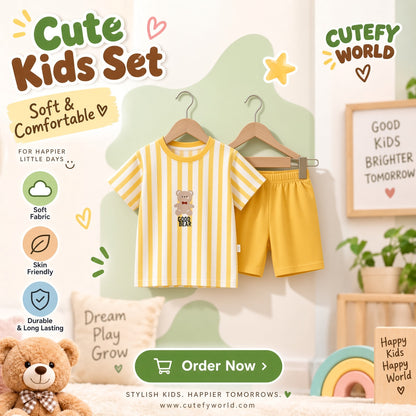 Cutefy Good Bear Stripe T-shirts For Kids (3 Months-6 Years) Comfortable Kids Wear