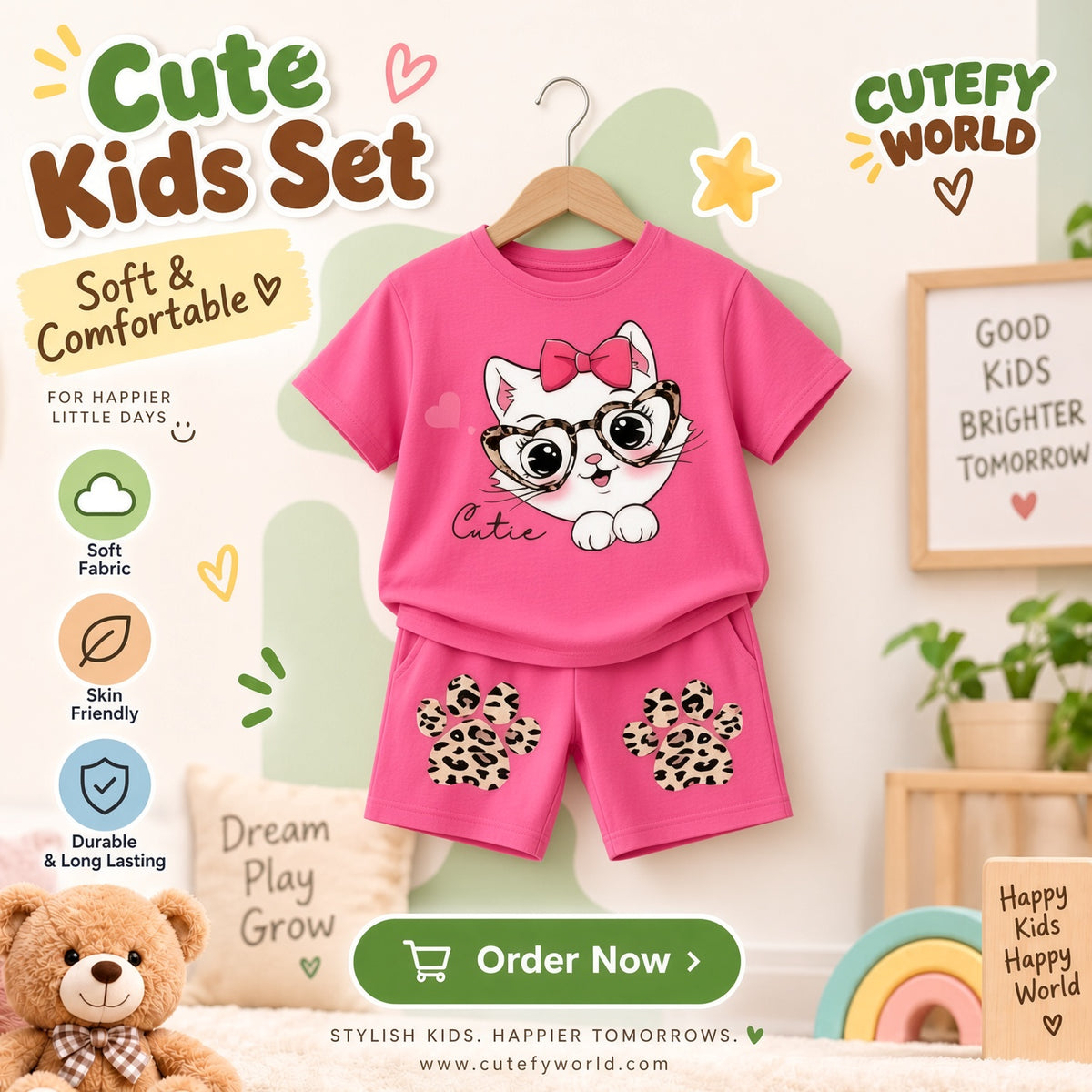 Cutefy Cutie Cat T-shirts For Kids (3 Months-6 Years) Comfortable Kids Wear