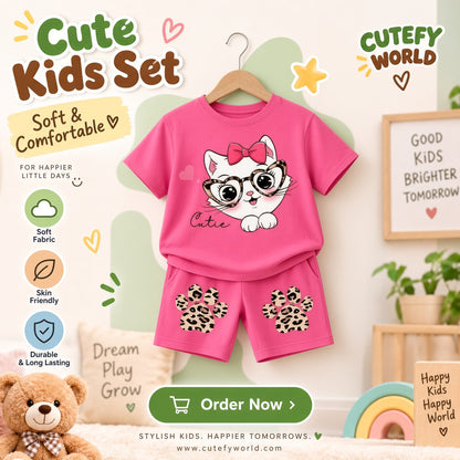Cutefy Cutie Cat T-shirts For Kids (3 Months-6 Years) Comfortable Kids Wear