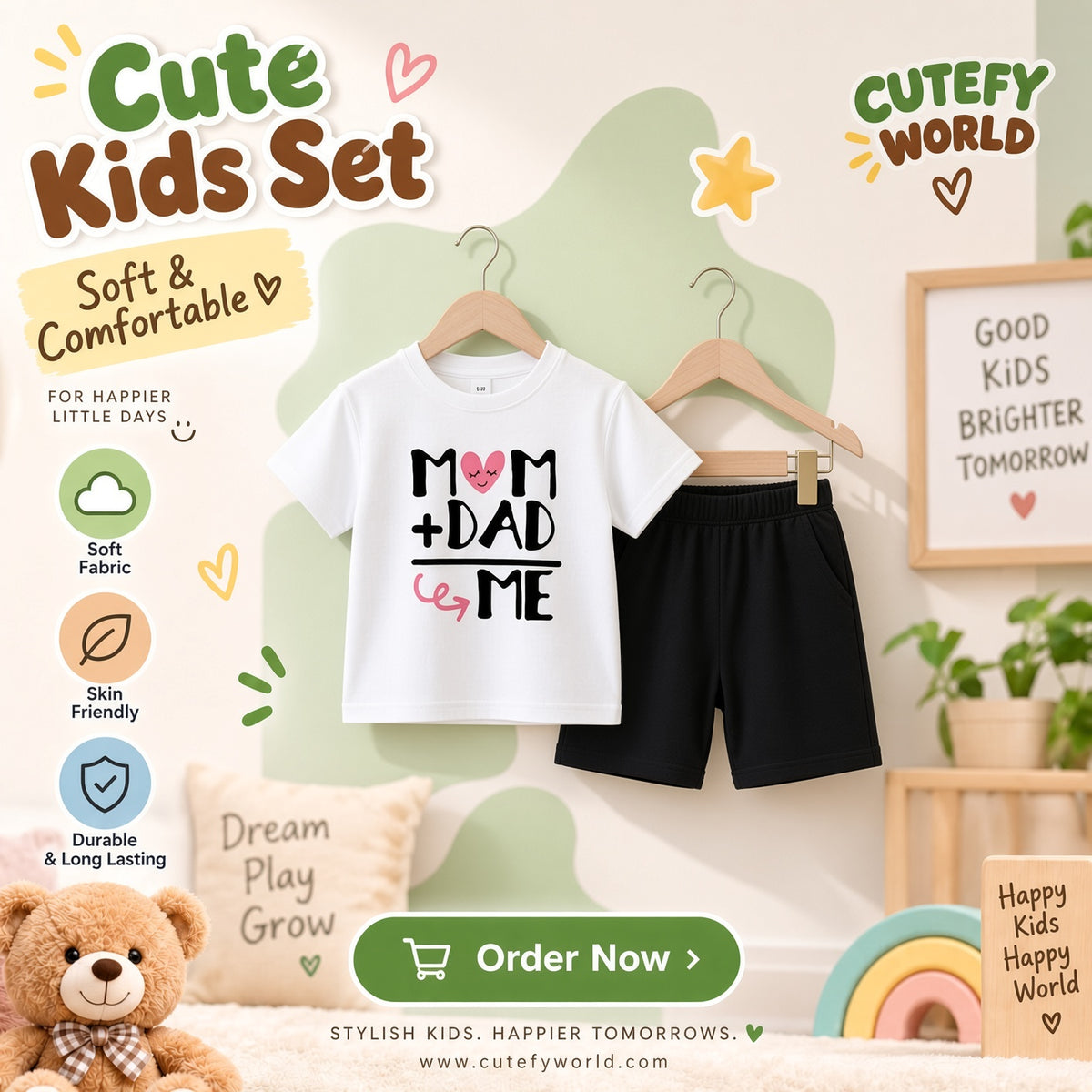 Cutefy Mom Dad Me T-shirts For Kids (3 Months-6 Years) Comfortable Kids Wear