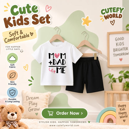 Cutefy Mom Dad Me T-shirts For Kids (3 Months-6 Years) Comfortable Kids Wear