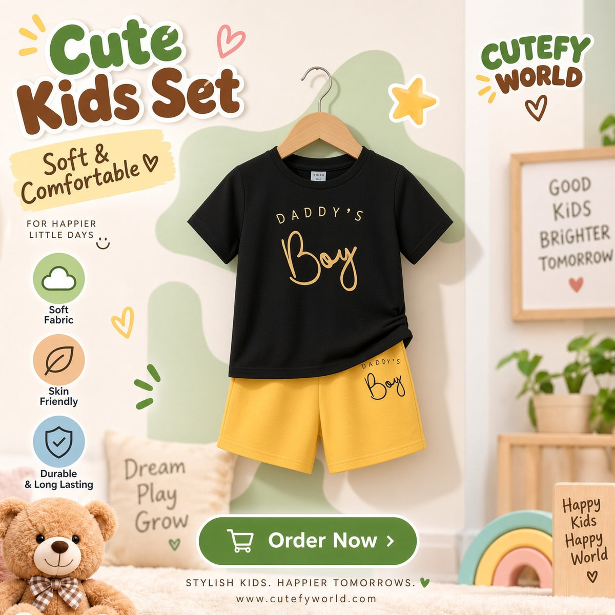 Cutefy Daddy's Boy T-shirts For Kids (3 Months-6 Years) Comfortable Kids Wear