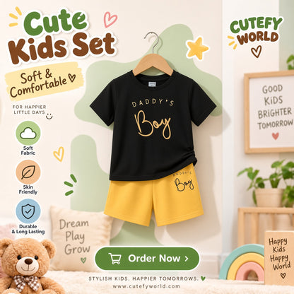 Cutefy Daddy's Boy T-shirts For Kids (3 Months-6 Years) Comfortable Kids Wear
