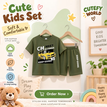 Cutefy Challenge Keep Going T-shirts For Kids (3 Months-6 Years) Comfortable Kids Wear