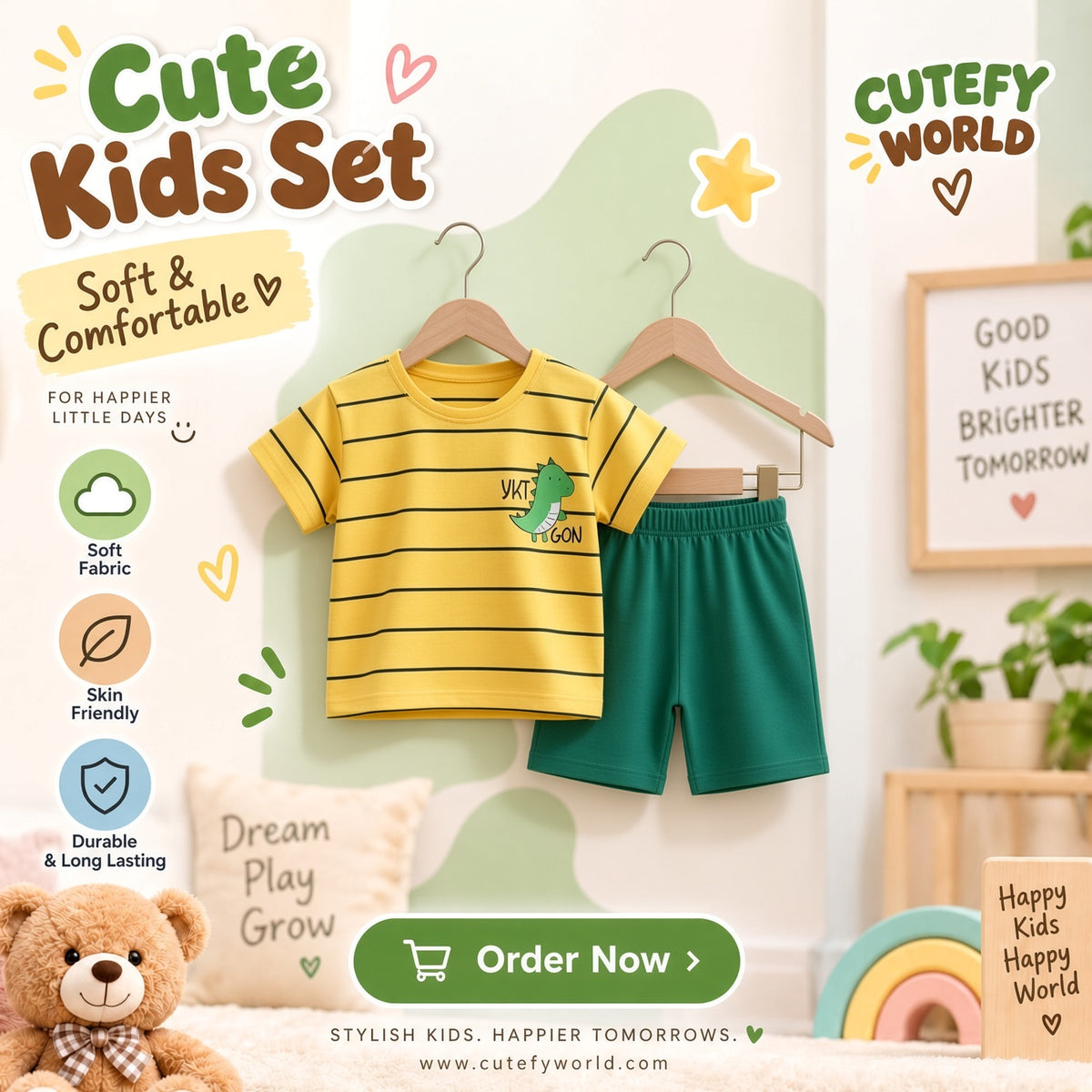 Cutefy Dino YKT GON T-shirts For Kids (3 Months-6 Years) Comfortable Kids Wear