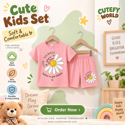 Cutefy Love Yourself Daisy T-shirts For Kids (3 Months-6 Years) Comfortable Kids Wear