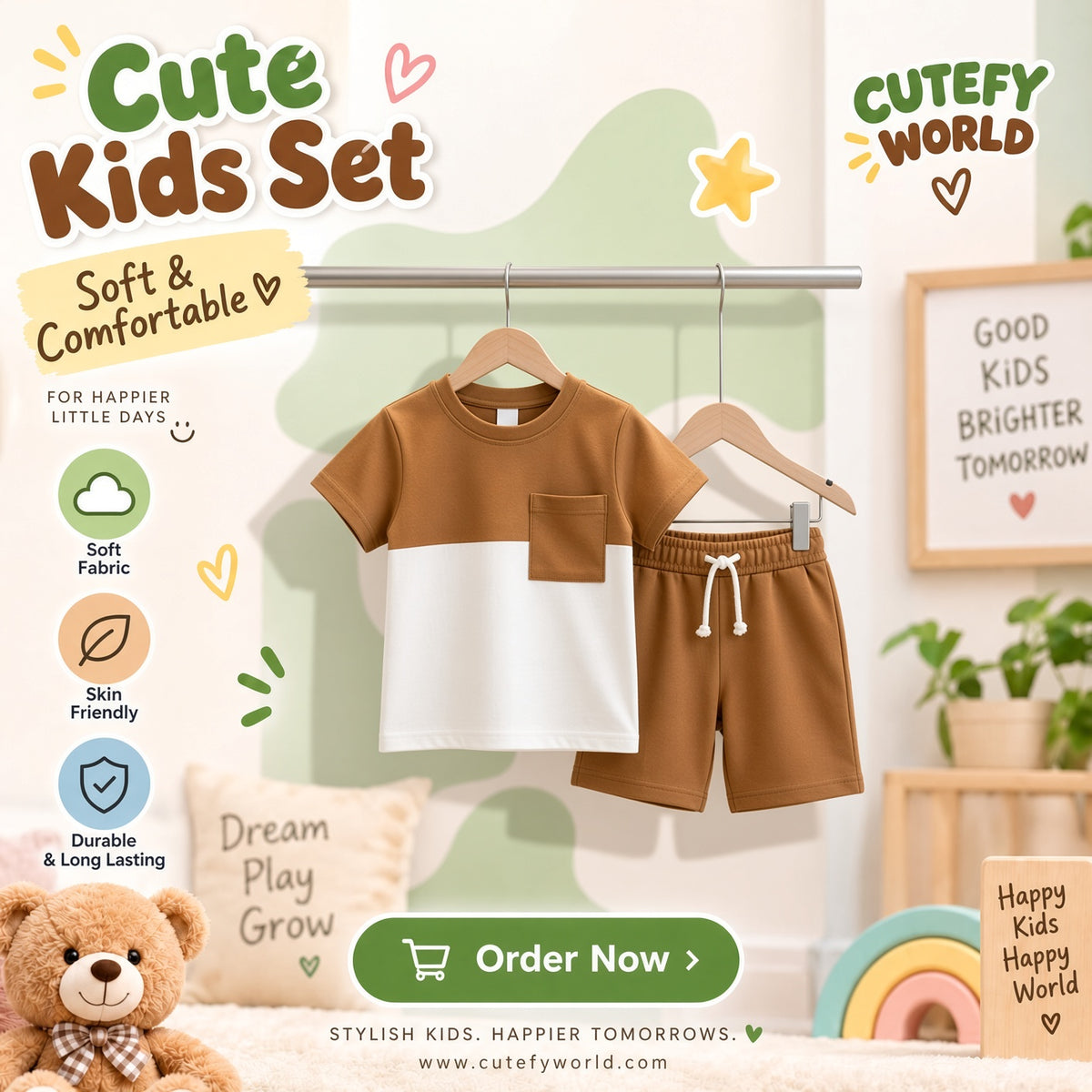 Cutefy Brown Colorblock T-shirts For Kids (3 Months-6 Years) Comfortable Kids Wear