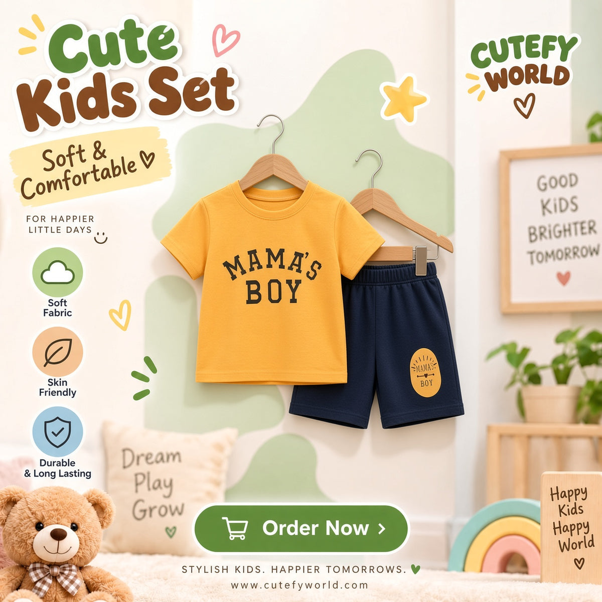 Cutefy Mama's Boy T-shirts For Kids (3 Months-6 Years) Comfortable Kids Wear