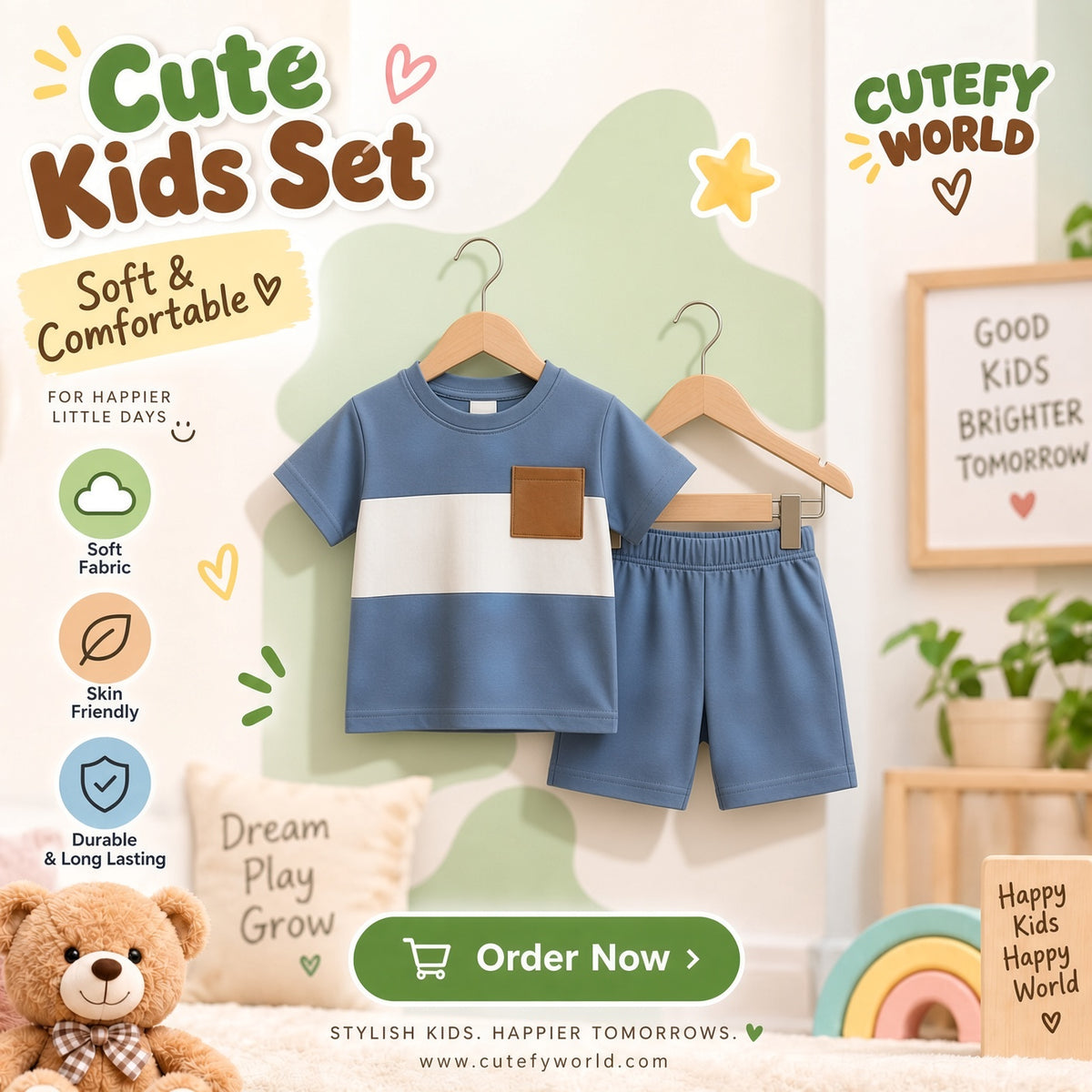 Cutefy Blue Stripe Pocket T-shirts For Kids (3 Months-6 Years) Comfortable Kids Wear