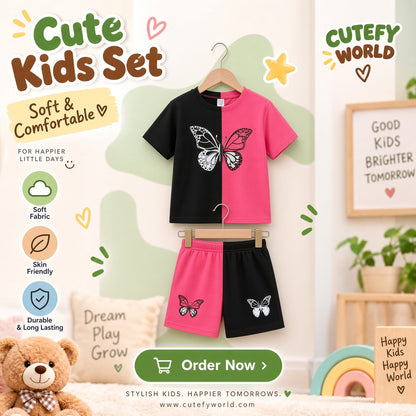 Cutefy Split Butterfly T-shirts For Kids (3 Months-6 Years) Comfortable Kids Wear