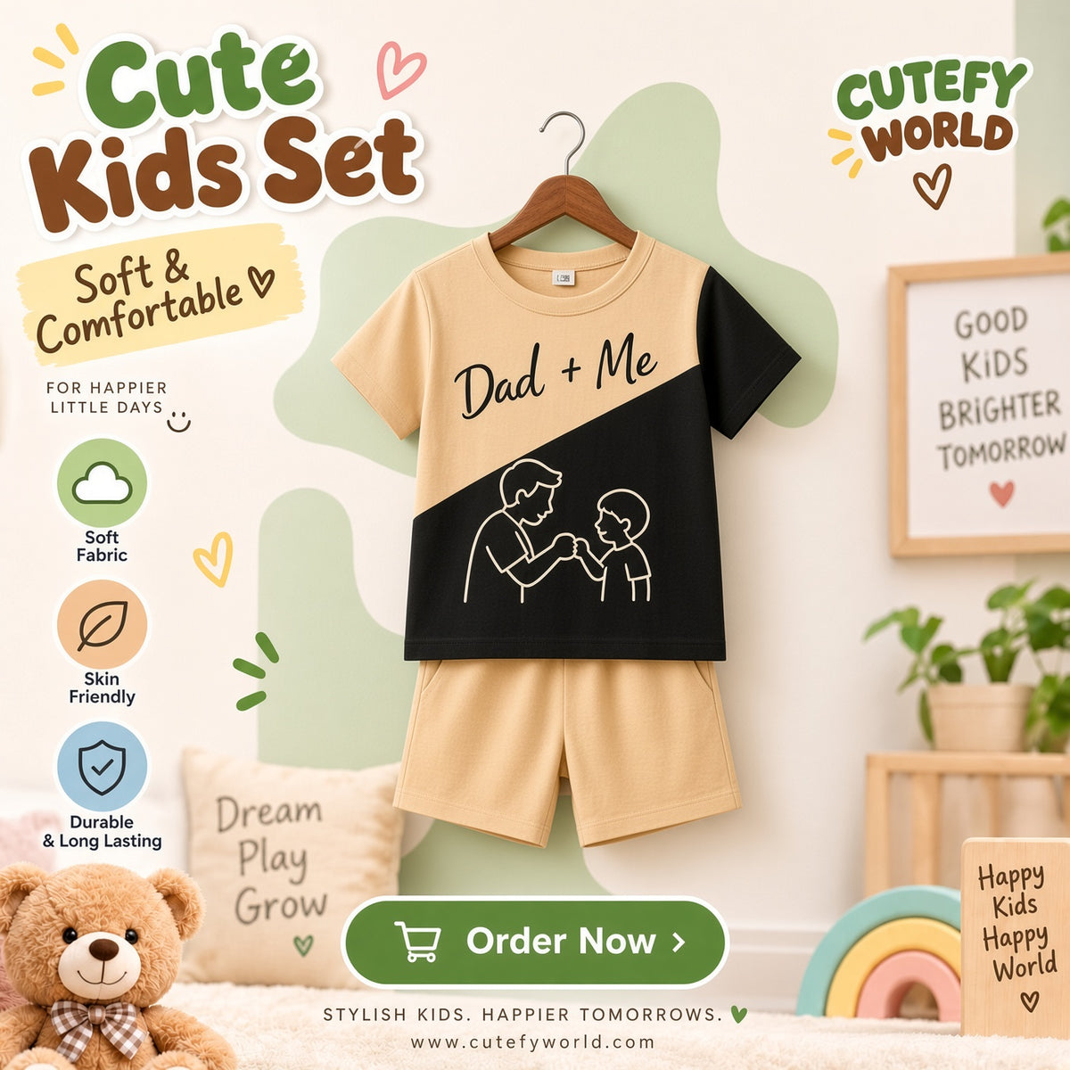 Cutefy Dad Plus Me T-shirts For Kids (3 Months-6 Years) Comfortable Kids Wear