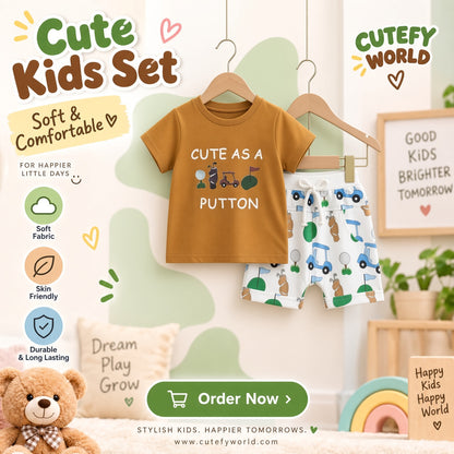 Cutefy Cute as a Putton T-shirts For Kids (3 Months-6 Years) Comfortable Kids Wear