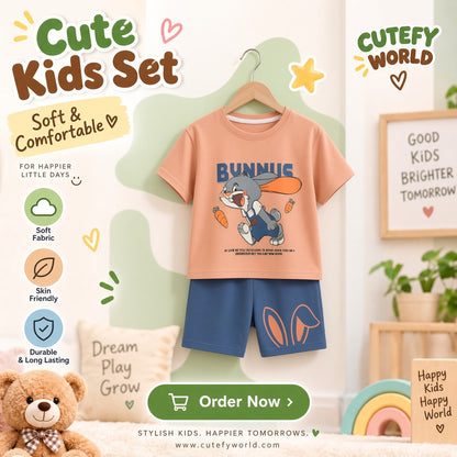 Cutefy Bunnius Bunny T-shirts For Kids (3 Months-6 Years) Comfortable Kids Wear