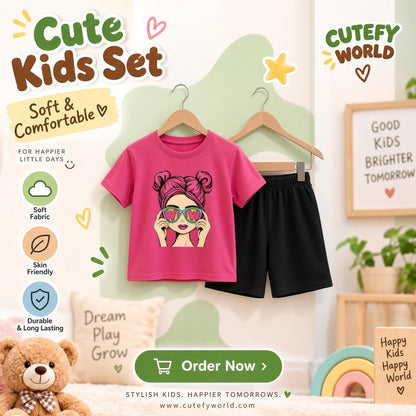 Cutefy Wow Girl T-shirts For Kids (3 Months-6 Years) Comfortable Kids Wear