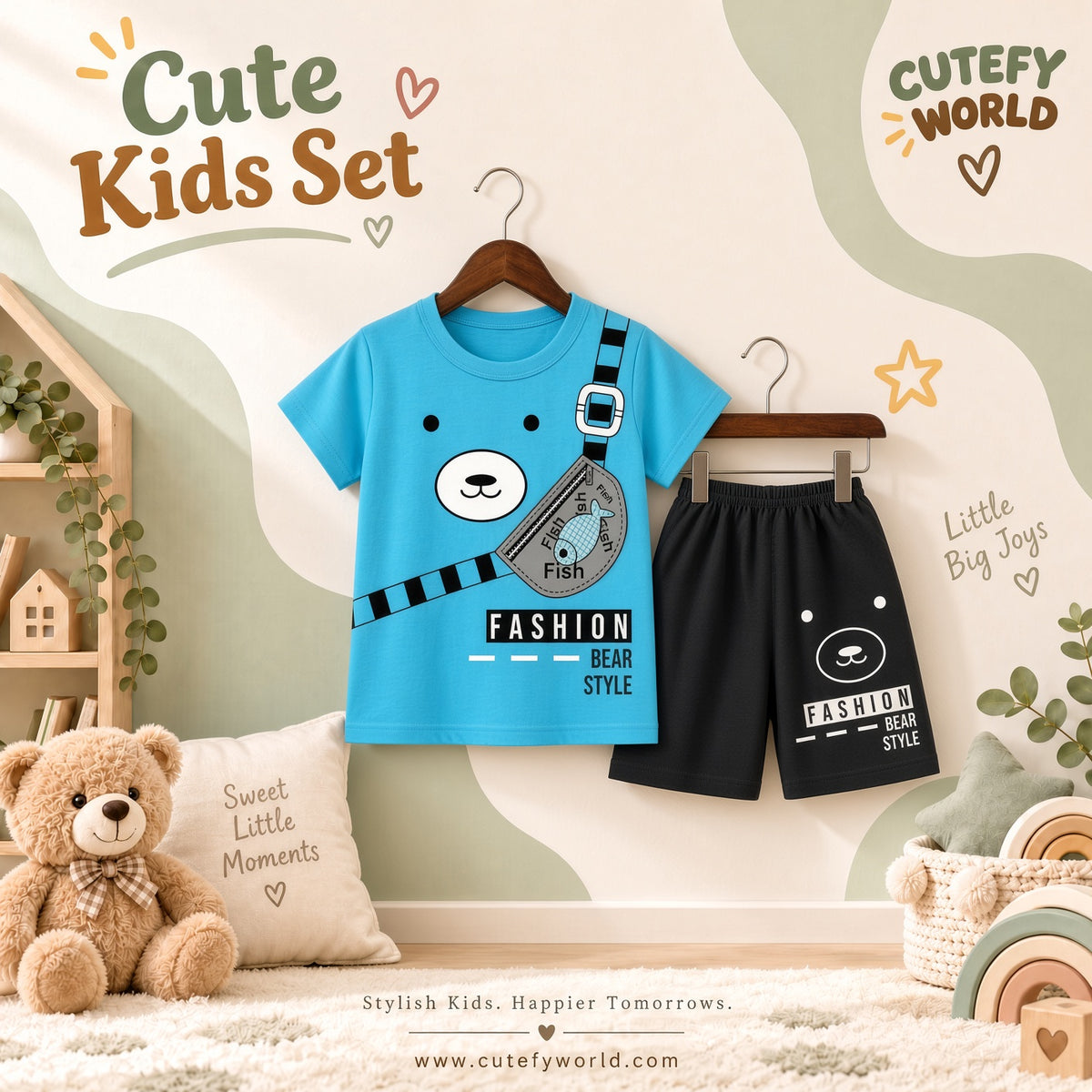 Cutefy Fashion Bear Style T-shirts For Kids (3 Months-6 Years) Comfortable Kids Wear