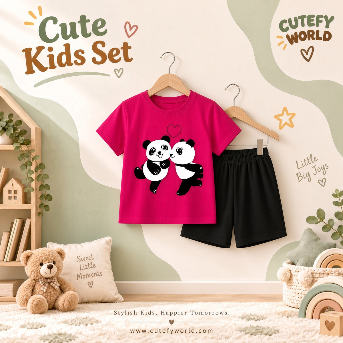 Cutefy Panda Love T-shirts For Kids (3 Months-6 Years) Comfortable Kids Wear