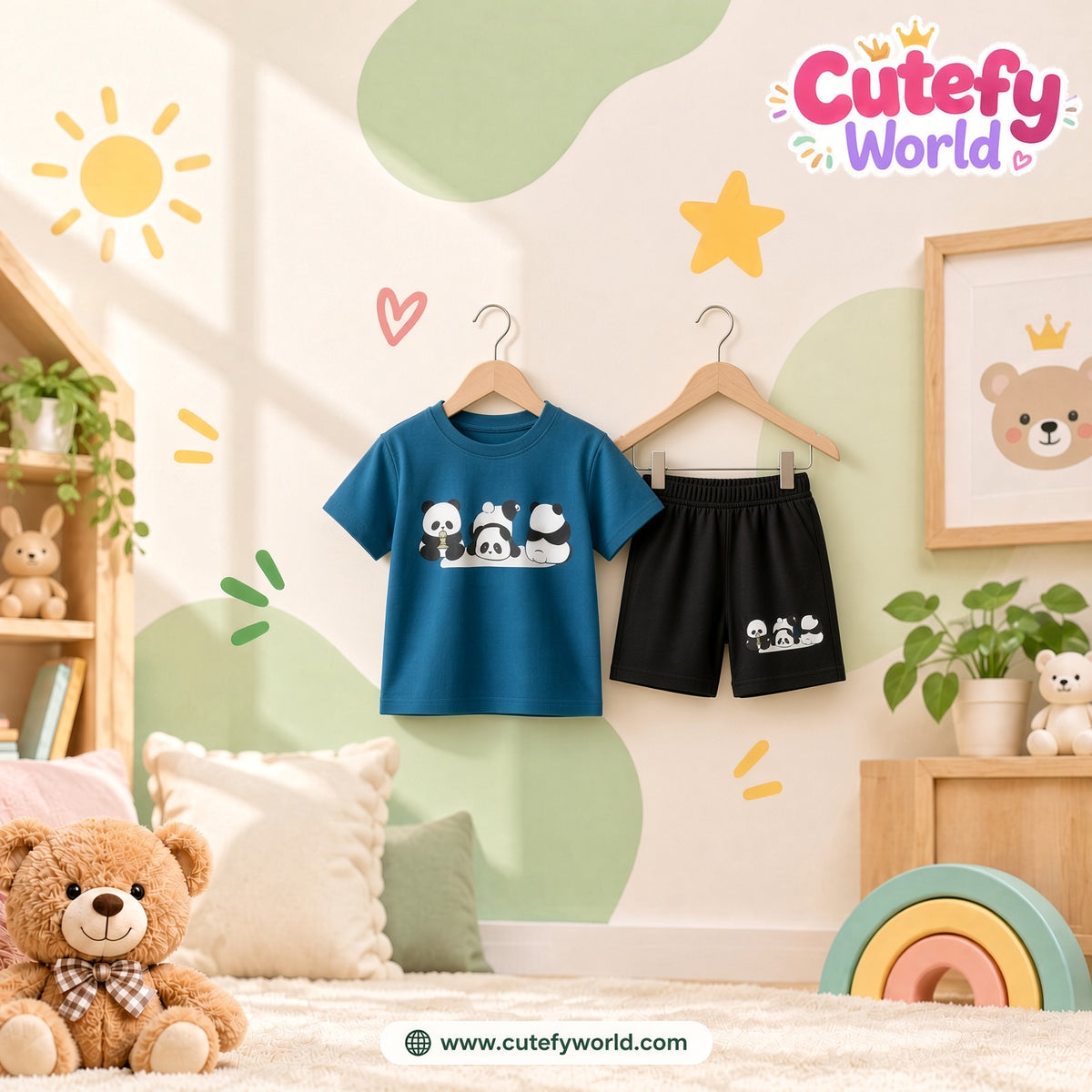 Cutefy Three Pandas T-shirts For Kids (3 Months-6 Years) Comfortable Kids Wear