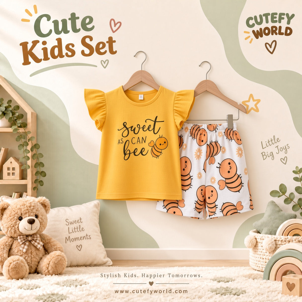 Cutefy Sweet as Can Bee Yellow T-shirts For Kids (3 Months-6 Years) Comfortable Kids Wear