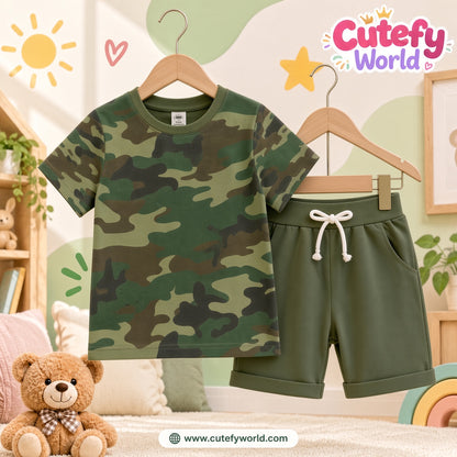 Cutefy Camo Green T-shirts For Kids (3 Months-6 Years) Comfortable Kids Wear