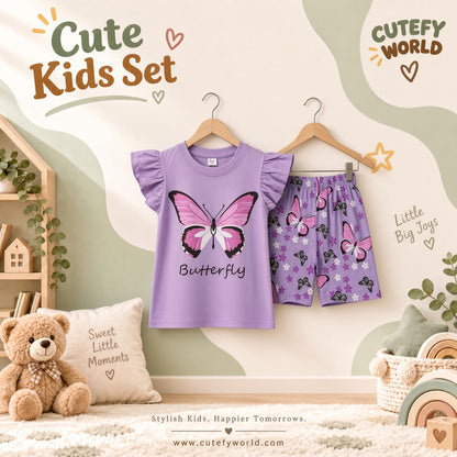 Cutefy Purple Butterfly T-shirts For Kids (3 Months-6 Years) Comfortable Kids Wear