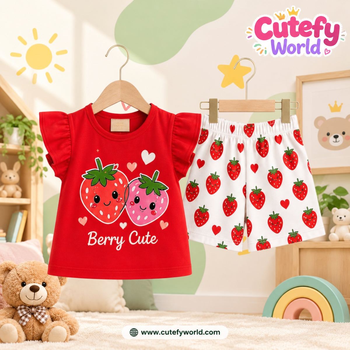 Cutefy Berry Cute Strawberry T-shirts For Kids (3 Months-6 Years) Comfortable Kids Wear