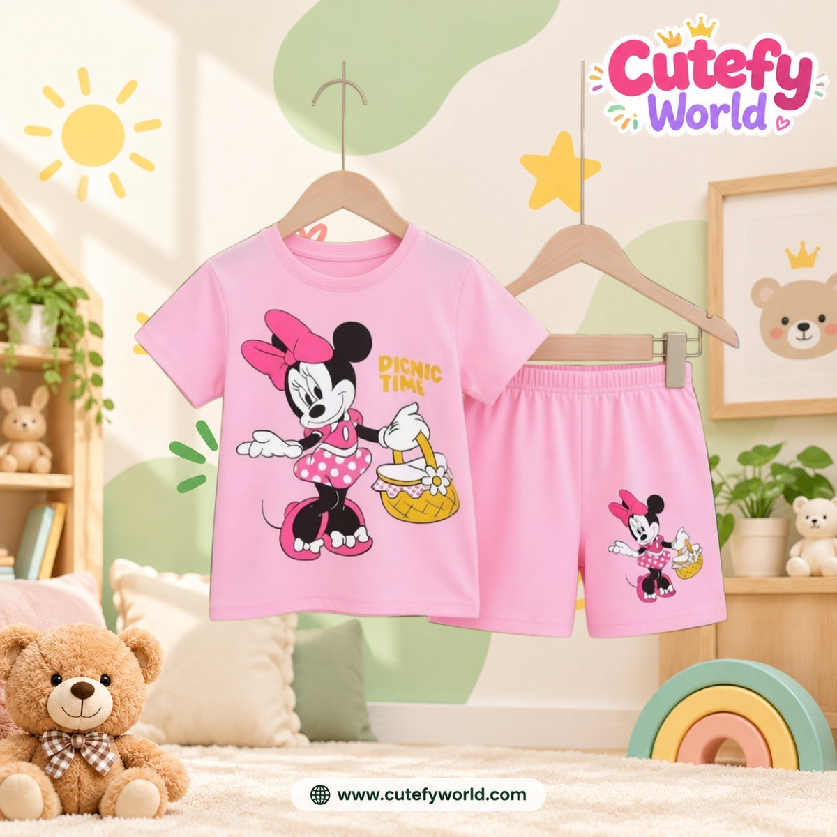 Cutefy Picnic Time Minnie T-shirts For Kids (3 Months-6 Years) Comfortable Kids Wear