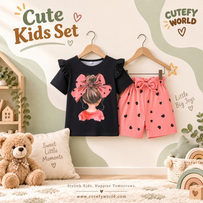 Cutefy Pink Bow Girl T-shirts For Kids (3 Months-6 Years) Comfortable Kids Wear