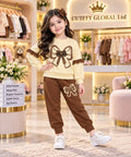 Cutefy Love Mom Bow Cream Sweatshirt Set For Kids (3 Months-8 Years) Comfortable Kids Wear
