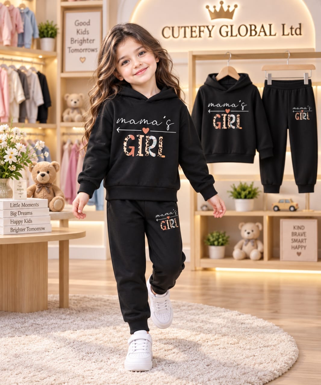 Cutefy Mama's Girl Leopard Hoodie Set For Kids (3 Months-8 Years) Comfortable Kids Wear