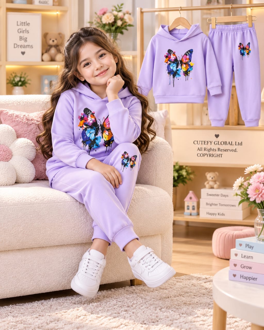 Cutefy Color Splash Butterfly Lilac T-shirts For Kids (3 Months-8 Years) Comfortable Kids Wear
