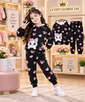 Cutefy Pink Heart Cat Hoodie Set For Kids (3 Months-8 Years) Comfortable Kids Wear