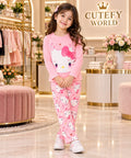 Cutefy Hello Kitty Pink Long Sleeve Set For Kids (3 Months-12 Years) Comfortable Kids Wear