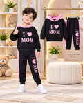 Cutefy I Love Mom Dad Pink Stripe Hoodie Set For Kids (3 Months-8 Years) Comfortable Kids Wear