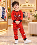 Cutefy Spider-Man Face Red Long Sleeve Set For Kids (1 Year-12 Years) Comfortable Kids Wear