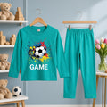 Cutefy Game Soccer Teal Long Sleeve Set For Kids (1 Year-12 Years) Comfortable Kids Wear
