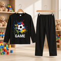 Cutefy Game Soccer Black Long Sleeve Set For Kids (1 Year-12 Years) Comfortable Kids Wear