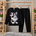 Cutefy Butterfly Kitten Black Long Sleeve Set For Kids (1 Year-12 Years) Comfortable Kids Wear