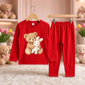 Cutefy Teddy Bunny Red Long Sleeve Set For Kids (1 Year-12 Years) Comfortable Kids Wear