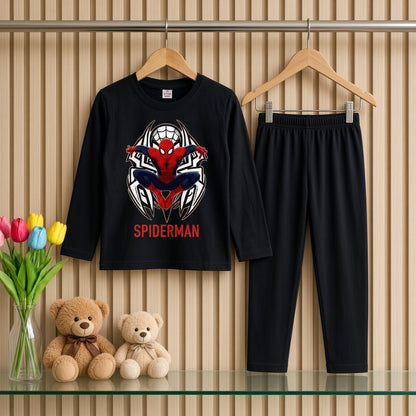 Cutefy Spiderman Black Long Sleeve Set For Kids (1 Year-12 Years) Comfortable Kids Wear