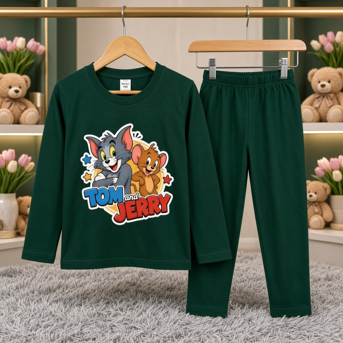 Cutefy Tom and Jerry Green Long Sleeve Set For Kids (1 Year-12 Years) Comfortable Kids Wear
