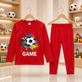 Cutefy Game Soccer Red Long Sleeve Set For Kids (1 Year-12 Years) Comfortable Kids Wear