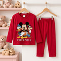 Cutefy Friends Mickey Red Long Sleeve Set For Kids (1 Year-12 Years) Comfortable Kids Wear