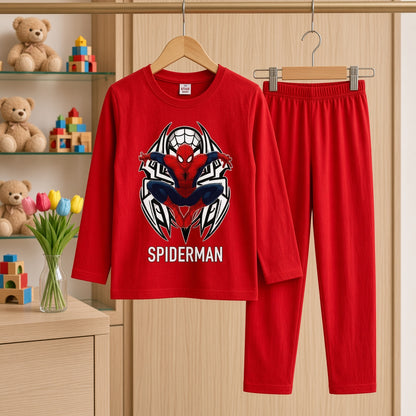 Cutefy Spiderman Red Long Sleeve Set For Kids (1 Year-12 Years) Comfortable Kids Wear