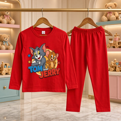 Cutefy Tom and Jerry Red Long Sleeve Set For Kids (1 Year-12 Years) Comfortable Kids Wear
