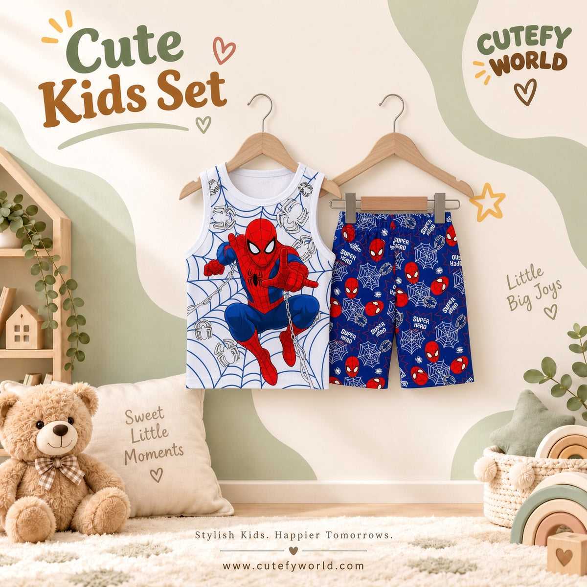 Cutefy Super Hero Spiderman Tank T-shirts For Kids (3 Months-6 Years) Comfortable Kids Wear