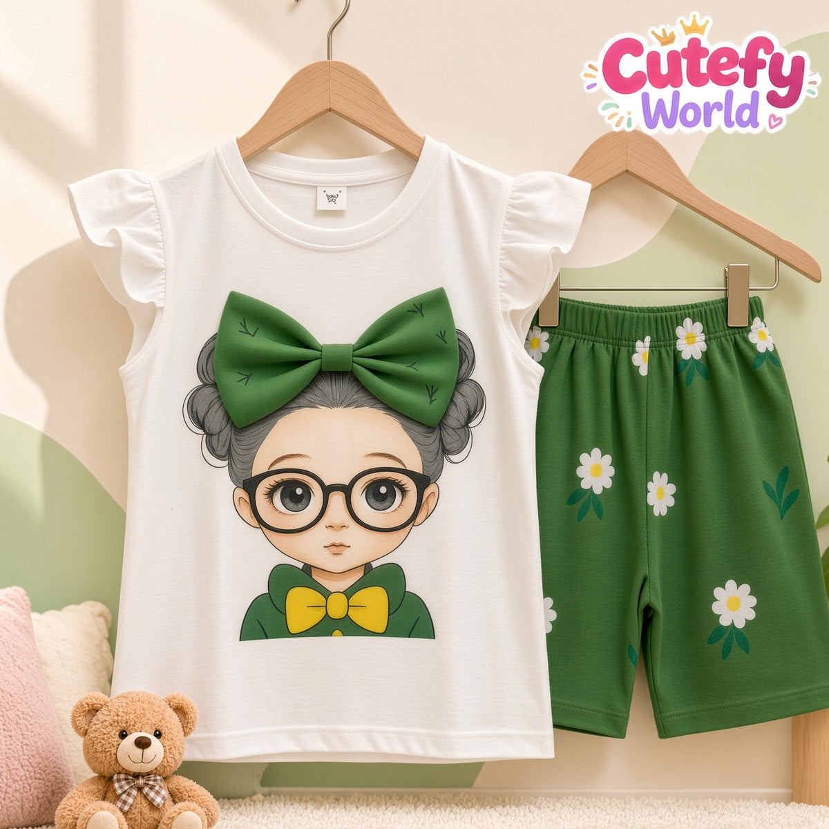 Cutefy Green Bow Girl T-shirts For Kids (3 Months-6 Years) Comfortable Kids Wear