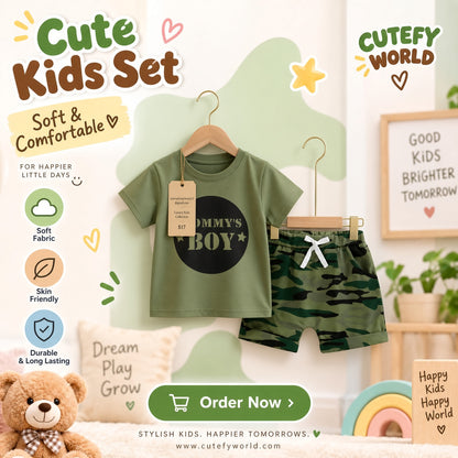 Cutefy Mommy's Boy Camo T-shirts For Kids (3 Months-6 Years) Comfortable Kids Wear