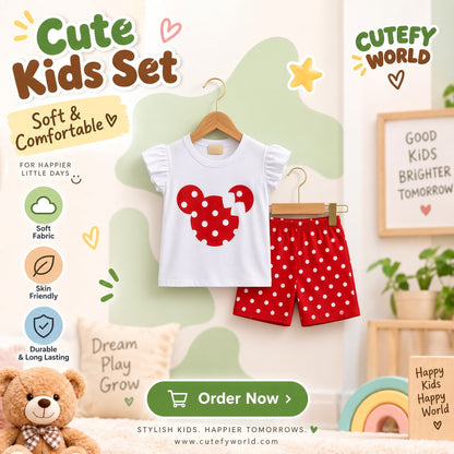 Cutefy Red Dot Mouse T-shirts For Kids (3 Months-6 Years) Comfortable Kids Wear