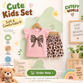 Cutefy Pink Leopard Bow T-shirts For Kids (3 Months-6 Years) Comfortable Kids Wear
