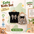Cutefy Black Leopard Bow T-shirts For Kids (3 Months-6 Years) Comfortable Kids Wear
